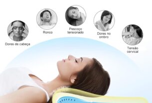 Travesseiro Cervical Ortopédico NASA Suporte Ergonômico para Coluna Alívio de Dores Anti Ronco -G