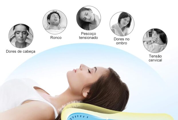 Travesseiro Cervical Ortopédico NASA Suporte Ergonômico para Coluna Alívio de Dores Anti Ronco -G